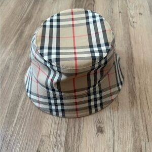 Burberry Beige Checkered Bucket Hat